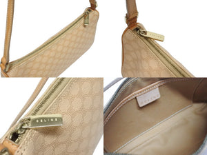CELINE セリーヌ ワンショルダーバッグ ホーボー ミニハンドバッグ アクセサリーポーチ マカダム柄 ベージュ 美品 中古 4b005336
