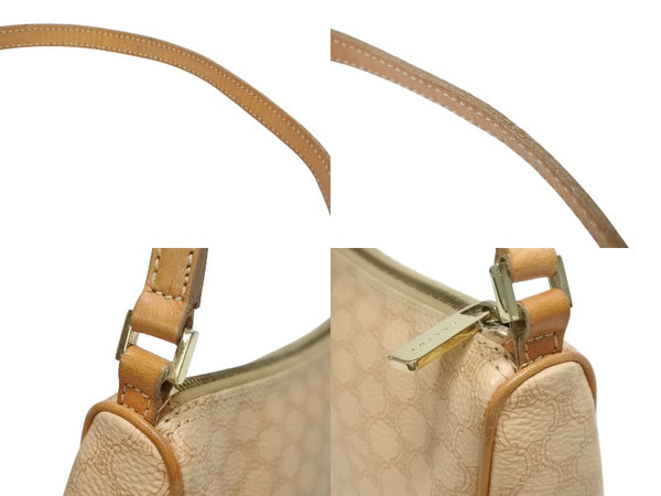 CELINE セリーヌ ワンショルダーバッグ ホーボー ミニハンドバッグ アクセサリーポーチ マカダム柄 ベージュ 美品 中古 4b005336