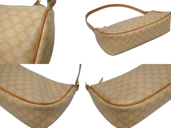 CELINE セリーヌ ワンショルダーバッグ ホーボー ミニハンドバッグ アクセサリーポーチ マカダム柄 ベージュ 美品 中古 4b005336