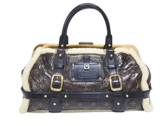 LOUIS VUITTON ルイヴィトン モノグラムシアリング ストーム ハンドバッグ マロン M95574 パテントレザー シープスキン 良品 中古 4b005340