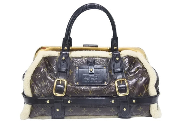 LOUIS VUITTON ルイヴィトン モノグラムシアリング ストーム ハンドバッグ マロン M95574 パテントレザー シープスキン 良品 中古 4b005340