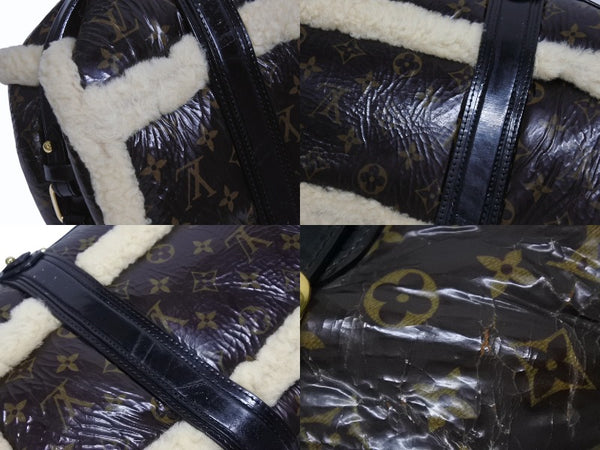 LOUIS VUITTON ルイヴィトン モノグラムシアリング ストーム ハンドバッグ マロン M95574 パテントレザー シープスキン 良品 中古 4b005340
