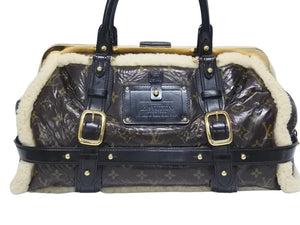 LOUIS VUITTON ルイヴィトン モノグラムシアリング ストーム ハンドバッグ マロン M95574 パテントレザー シープスキン 良品 中古 4b005340