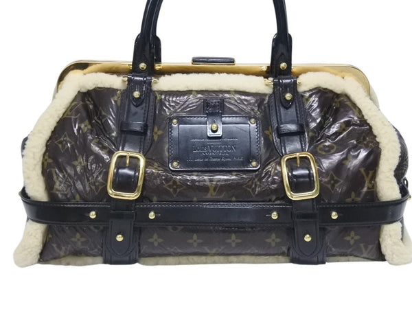 LOUIS VUITTON ルイヴィトン モノグラムシアリング ストーム ハンドバッグ マロン M95574 パテントレザー シープスキン 良品 中古 4b005340