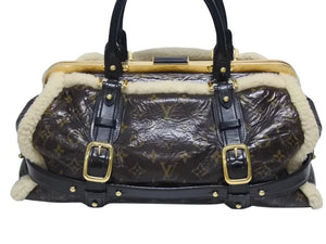 LOUIS VUITTON ルイヴィトン モノグラムシアリング ストーム ハンドバッグ マロン M95574 パテントレザー シープスキン 良品 中古 4b005340
