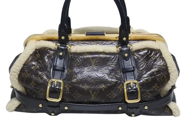 LOUIS VUITTON ルイヴィトン モノグラムシアリング ストーム ハンドバッグ マロン M95574 パテントレザー シープスキン 良品 中古 4b005340