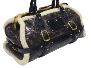 LOUIS VUITTON ルイヴィトン モノグラムシアリング ストーム ハンドバッグ マロン M95574 パテントレザー シープスキン 良品 中古 4b005340