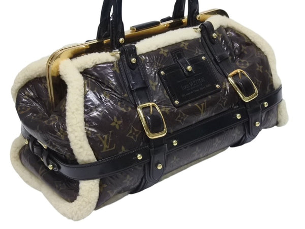 LOUIS VUITTON ルイヴィトン モノグラムシアリング ストーム ハンドバッグ マロン M95574 パテントレザー シープスキン 良品 中古 4b005340