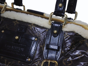 LOUIS VUITTON ルイヴィトン モノグラムシアリング ストーム ハンドバッグ マロン M95574 パテントレザー シープスキン 良品 中古 4b005340