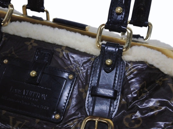 LOUIS VUITTON ルイヴィトン モノグラムシアリング ストーム ハンドバッグ マロン M95574 パテントレザー シープスキン 良品 中古 4b005340