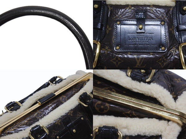 LOUIS VUITTON ルイヴィトン モノグラムシアリング ストーム ハンドバッグ マロン M95574 パテントレザー シープスキン 良品 中古 4b005340