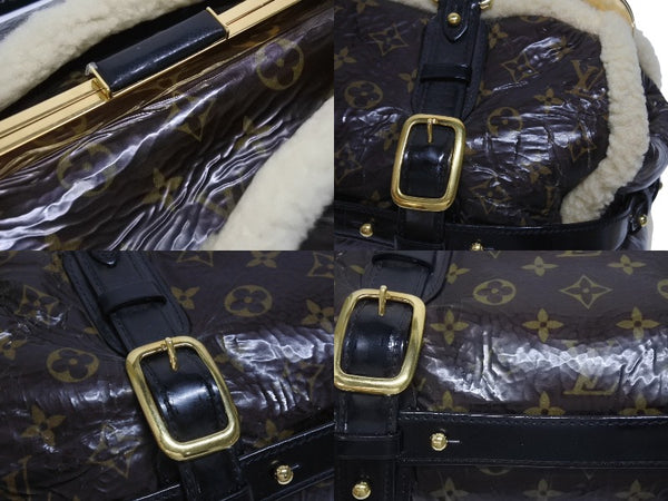 LOUIS VUITTON ルイヴィトン モノグラムシアリング ストーム ハンドバッグ マロン M95574 パテントレザー シープスキン 良品 中古 4b005340