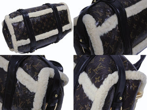 LOUIS VUITTON ルイヴィトン モノグラムシアリング ストーム ハンドバッグ マロン M95574 パテントレザー シープスキン 良品 中古 4b005340