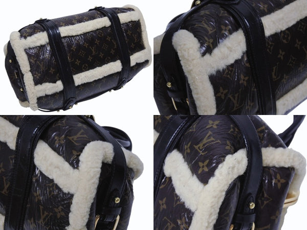 LOUIS VUITTON ルイヴィトン モノグラムシアリング ストーム ハンドバッグ マロン M95574 パテントレザー シープスキン 良品 中古 4b005340