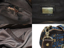 画像をギャラリービューアに読み込む, FENDI フェンディ ハンドバッグ 2WAY ショルダーバッグ キャンバス レザー ブルー ゴールド金具 良品 中古 4b005346