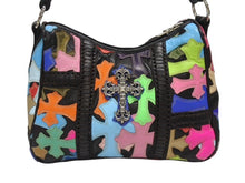 Load image into Gallery viewer, 極美品 CHROME HEARTS クロムハーツ MULTI FILIGREE CHICKEN NUGGET チキンナゲット ラージフィリグリークロス ワンショルダーバッグ マルチカラー クロスパッチ 中古 4b005351