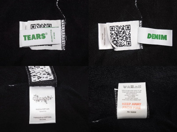 新品同様 DENIM TEARS デニムティアーズ ジップアップパーカー キッズ RN162838 ブラック コットン サイズ4Y 中古 4b005354