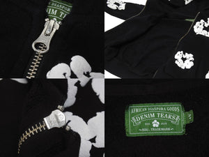 新品同様 DENIM TEARS デニムティアーズ ジップアップパーカー キッズ RN162838 ブラック コットン サイズ4Y 中古 4b005354