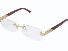 画像をギャラリービューアに読み込む, CARTIER カルティエ ウッドテンプル リムレスメガネ T8100433 ブラウン ウッド GP ゴールド金具 美品 中古 4b005371