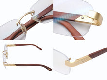 画像をギャラリービューアに読み込む, CARTIER カルティエ ウッドテンプル リムレスメガネ T8100433 ブラウン ウッド GP ゴールド金具 美品 中古 4b005371