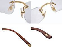 画像をギャラリービューアに読み込む, CARTIER カルティエ ウッドテンプル リムレスメガネ T8100433 ブラウン ウッド GP ゴールド金具 美品 中古 4b005371