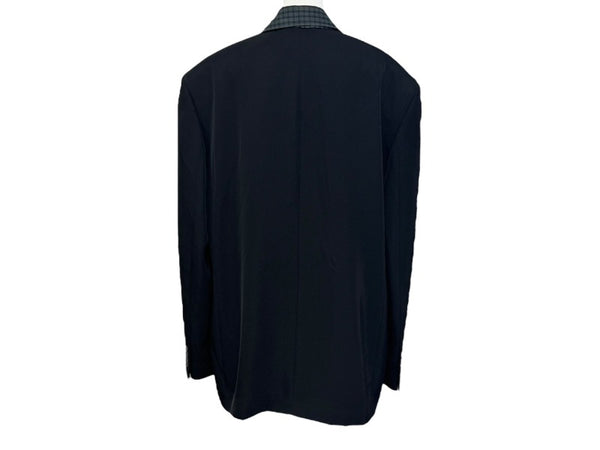 BALENCIAGA バレンシアガ 21SS テーラードジャケット 658941 サイズXXS ブラック グリーン チェック柄 ラペル切替 美品 中古 4b005374