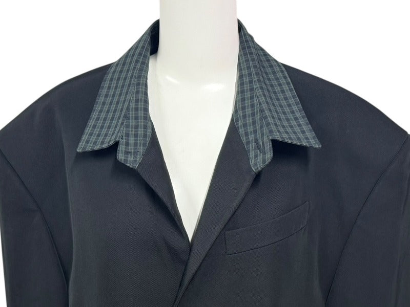 BALENCIAGA Balenciaga 21SS Tailored Jacket 658941 Size XXS Black Green Plaid Lapel Switching Good Condition Used 4b005374
