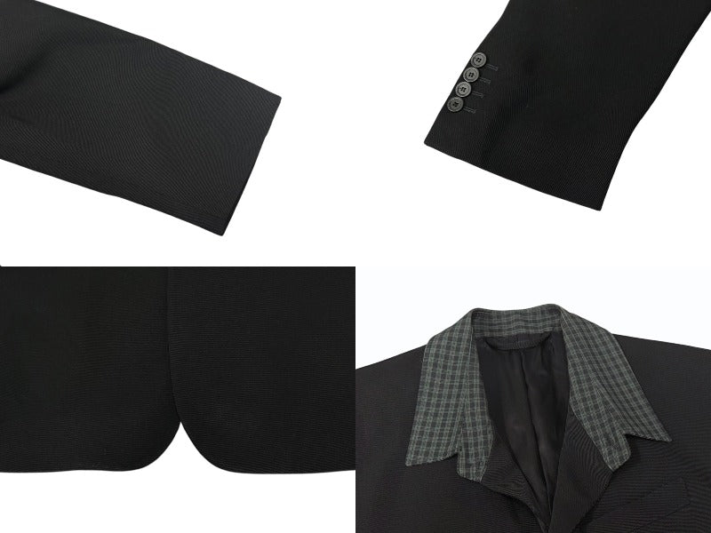 BALENCIAGA Balenciaga 21SS Tailored Jacket 658941 Size XXS Black Green Plaid Lapel Switching Good Condition Used 4b005374