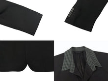 画像をギャラリービューアに読み込む, BALENCIAGA バレンシアガ 21SS テーラードジャケット 658941 サイズXXS ブラック グリーン チェック柄 ラペル切替 美品 中古 4b005374