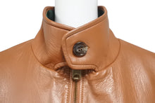 画像をギャラリービューアに読み込む, 極美品 GUCCI グッチ ウェアレザー ボンバージャケット シェリーライン サイズ50 ブラウン レザー 中古 4b005375