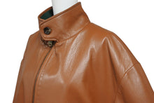 画像をギャラリービューアに読み込む, 極美品 GUCCI グッチ ウェアレザー ボンバージャケット シェリーライン サイズ50 ブラウン レザー 中古 4b005375