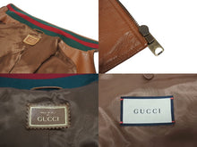 画像をギャラリービューアに読み込む, 極美品 GUCCI グッチ ウェアレザー ボンバージャケット シェリーライン サイズ50 ブラウン レザー 中古 4b005375