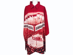 roca wear ロカウェア オープンシャツ 初期 半袖シャツ boxing ボクシング jay KOREA製 ポリエステル レッド サイズXL 美品 中古 4b005408