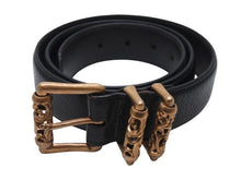 Load image into Gallery viewer, 激レア 極美品 CHROME HEARTS クロムハーツ ブロンズ 3PC ローラー ベルト ブラック ゴールド サイズ36 レザー 中古 4b005411