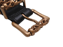 Load image into Gallery viewer, 激レア 極美品 CHROME HEARTS クロムハーツ ブロンズ 3PC ローラー ベルト ブラック ゴールド サイズ36 レザー 中古 4b005411