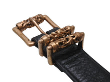 Load image into Gallery viewer, 激レア 極美品 CHROME HEARTS クロムハーツ ブロンズ 3PC ローラー ベルト ブラック ゴールド サイズ36 レザー 中古 4b005411