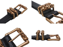 Load image into Gallery viewer, 激レア 極美品 CHROME HEARTS クロムハーツ ブロンズ 3PC ローラー ベルト ブラック ゴールド サイズ36 レザー 中古 4b005411