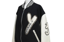 画像をギャラリービューアに読み込む, Y-3 ワイスリー レターマンジャケット LETTERMAN JKT H44803 ポリエステル ウール ブラック ホワイト サイズS 美品 中古 4b005414
