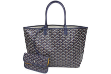 Load image into Gallery viewer, 新品未使用 GOYARD ゴヤール サンルイPM バッグ トートバッグ STLOUIPMLTY09CL09P PVC レザー ヘリンボーン ネイビー 中古 4b005422