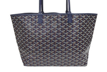 Load image into Gallery viewer, 新品未使用 GOYARD ゴヤール サンルイPM バッグ トートバッグ STLOUIPMLTY09CL09P PVC レザー ヘリンボーン ネイビー 中古 4b005422