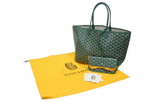 Load image into Gallery viewer, 新品未使用 GOYARD ゴヤール サンルイPM バッグ トートバッグ STLOUIPMLTY09CL09P PVC レザー ヘリンボーン グリーン 中古 4b005423