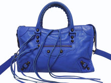 画像をギャラリービューアに読み込む, BALENCIAGA バレンシアガ クラシックシティ ショルダーバッグ 431621 4313 Z 56800 ブルー アンティークゴールド金具 美品 中古 4b005424