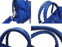 画像をギャラリービューアに読み込む, BALENCIAGA バレンシアガ クラシックシティ ショルダーバッグ 431621 4313 Z 56800 ブルー アンティークゴールド金具 美品 中古 4b005424