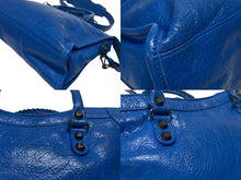 画像をギャラリービューアに読み込む, BALENCIAGA バレンシアガ クラシックシティ ショルダーバッグ 431621 4313 Z 56800 ブルー アンティークゴールド金具 美品 中古 4b005424