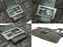 画像をギャラリービューアに読み込む, 極美品 FENDI フェンディ マンマバケット ワンショルダーバッグ 8BR600 ズッカ柄 キャンバス ラインストーン ラメ レザー 中古 4b005425