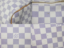 画像をギャラリービューアに読み込む, LOUIS VUITTON ルイヴィトン ダミエ アズール キーポル55 ボストンバッグ N41429 PVC ヌメ革 ホワイト ブラウン 美品 中古 4b005433