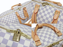 画像をギャラリービューアに読み込む, LOUIS VUITTON ルイヴィトン ダミエ アズール キーポル55 ボストンバッグ N41429 PVC ヌメ革 ホワイト ブラウン 美品 中古 4b005433