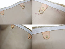 画像をギャラリービューアに読み込む, LOUIS VUITTON ルイヴィトン ダミエ アズール キーポル55 ボストンバッグ N41429 PVC ヌメ革 ホワイト ブラウン 美品 中古 4b005433