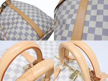 画像をギャラリービューアに読み込む, LOUIS VUITTON ルイヴィトン ダミエ アズール キーポル55 ボストンバッグ N41429 PVC ヌメ革 ホワイト ブラウン 美品 中古 4b005433