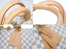 画像をギャラリービューアに読み込む, LOUIS VUITTON ルイヴィトン ダミエ アズール キーポル55 ボストンバッグ N41429 PVC ヌメ革 ホワイト ブラウン 美品 中古 4b005433